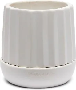 Riviera Maison Plantenbak Rond, Bloempot Met Ribbel - RM Let It Grow Planter - Wit - Porselein - Maat S