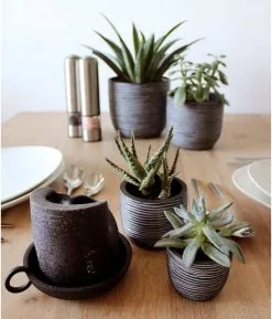 Capi Europe - Set Van 4 - Bloempot Binnen - Rib Antraciet -Bloem Garden Verkoop 1026x1200