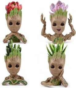 Gift Land® 4 Pack Treeman Baby Groot Bloempot Verjaardagscadeau Voor Haar Hem (Planten Niet Inbegrepen)