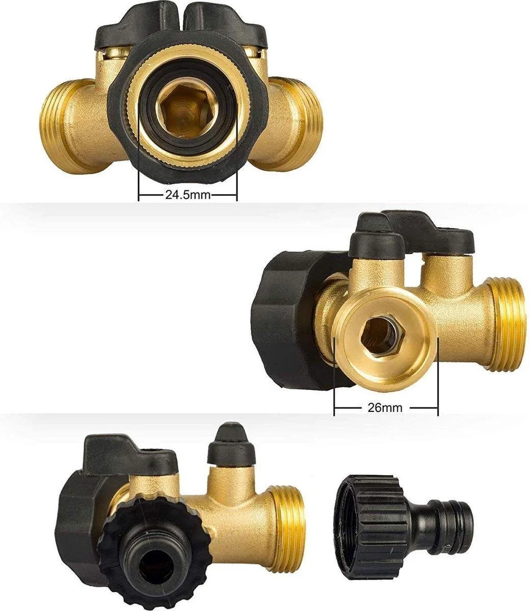 Merkloos Y Stuk Kraan - Kraan Splitter - Waterverdeler - Buitenkraan - Waterverdeler 2 Weg – Messing 2 Merkloos Y Stuk Kraan - Kraan Splitter - Waterverdeler - Buitenkraan - Waterverdeler 2 Weg – Messing - Afbeelding 2