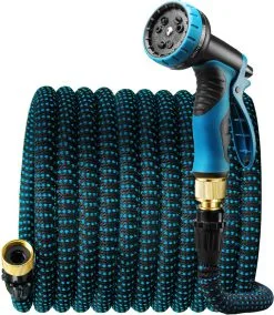 EasyNova Complete Set Tuinslang Van 30 Meter Met Flexibel Ontwerp – Sproeikop Met 9 Standen – Licht In Gewicht & Makkelijk Opbergen – Uitrekbare Slang -