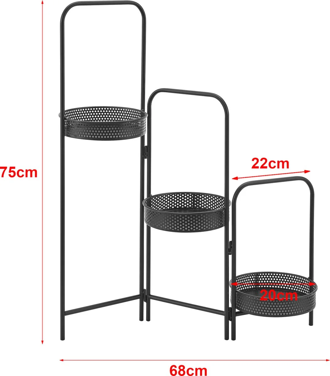 En.casa Plantenstandaard Vrasene Metaal 75x68x20 Cm Zwart 2 En.casa Plantenstandaard Vrasene Metaal 75x68x20 Cm Zwart - Afbeelding 2