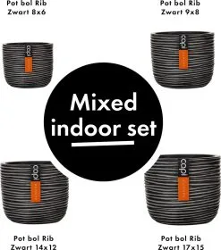 Capi Europe - Set Van 4 - Bloempot Binnen - Rib Antraciet -Bloem Garden Verkoop 1058x1200