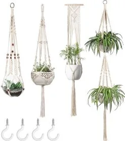 Spieringstore® 4 Stuks Plantenhangers - Boho Handgeweven Katoen Hangpot Voor Binnen/Buiten - Bloempot Met Kralen - Macramé Touw/Koord Hangplant Houder - Bohemian Wandhanger Decoratie - Verticale Tuin Plant Hanger Bloempothouder Planthanger Wit 14 Spieringstore® 4 Stuks Plantenhangers - Boho Handgeweven Katoen Hangpot Voor Binnen/Buiten - Bloempot Met Kralen - Macramé Touw/Koord Hangplant Houder - Bohemian Wandhanger Decoratie - Verticale Tuin Plant Hanger Bloempothouder Planthanger Wit -Bloem Garden Verkoop 1068x1200 1