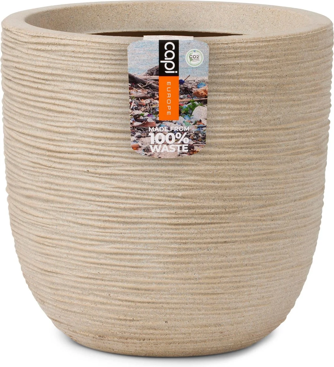 Capi Europe - Bloempot Bol Waste Rib NL - 35x34 - Terrazzo Beige - Voor Binnen En Buiten - KTBR932 1 Capi Europe - Bloempot Bol Waste Rib NL - 35x34 - Terrazzo Beige - Voor Binnen En Buiten - KTBR932