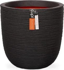 Capi Europe - Bloempot Bol Rib NL - 54x52 - Zwart - Voor Binnen En Buiten - KBLR935 -Bloem Garden Verkoop 1096x1200