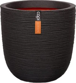 Capi Europe - Bloempot Bol Rib NL - 35x34 - Zwart - Voor Binnen En Buiten - KBLR932 -Bloem Garden Verkoop 1102x1200