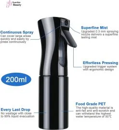 Merkloos Sibel Extreme Mist Verstuiver 160ml Zwart En Wit| Professional Hairdressing Plastic Fine Mist Spray Bottle - 2 Stucks -Bloem Garden Verkoop 1106x1200 4