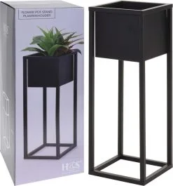 Relaxwonen H&S Collection Home&Styling Bloempot Op Standaard 60 Cm Metaal Zwart