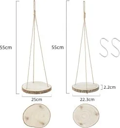 Mycramé Set Van 2 Boomstam Rond Wandrek Plantenhangers - Boho Jute Houten Plantenrek - Hangpot Voor Binnen/Buiten - Hangende Bloempot Plank - Hangplant Houder - Bohemian Macrame Stijl Wandhanger - Hangplank Plant Hanger - Planthanger - Ø Rond 25-20cm 17 Mycramé Set Van 2 Boomstam Rond Wandrek Plantenhangers - Boho Jute Houten Plantenrek - Hangpot Voor Binnen/Buiten - Hangende Bloempot Plank - Hangplant Houder - Bohemian Macrame Stijl Wandhanger - Hangplank Plant Hanger - Planthanger - Ø Rond 25-20cm -Bloem Garden Verkoop 1121x1200