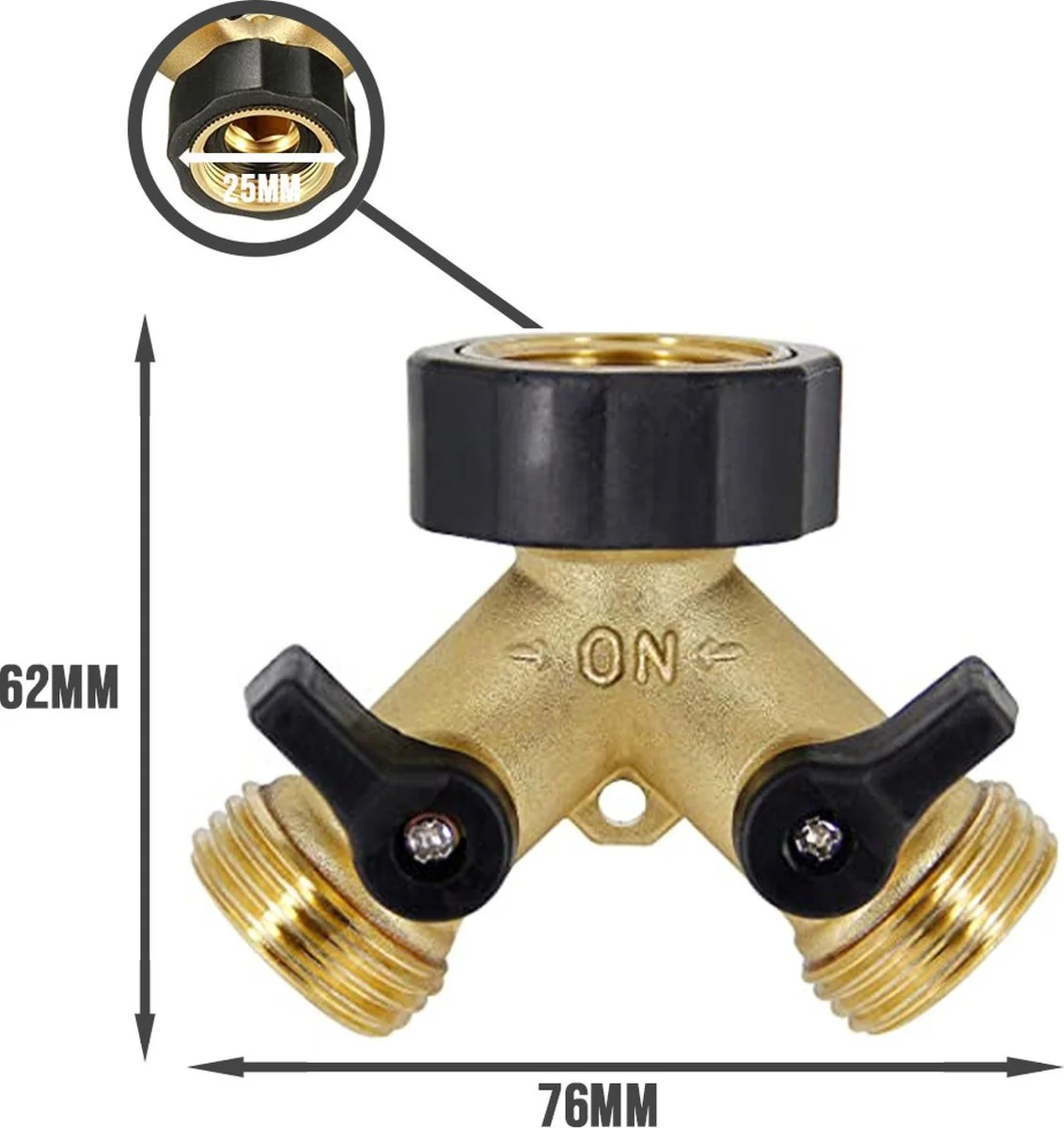 Kirano Y Stuk Kraan - Kraan Splitter - Waterverdeler - Buitenkraan - Waterverdeler 2 Weg – Messing - Afzonderlijk Af Te Sluiten 2 Kirano Y Stuk Kraan - Kraan Splitter - Waterverdeler - Buitenkraan - Waterverdeler 2 Weg – Messing - Afzonderlijk Af Te Sluiten - Afbeelding 2