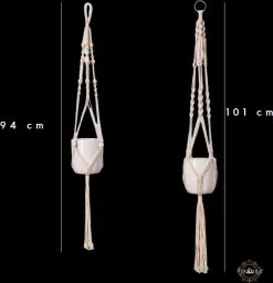 Fienosa® Plantenhanger - Plantenhanger Macrame - Set Van 2 - Wit - Knopen - Luxe Gevlochten Touw - Met Ophang Haken - Fienosa -Bloem Garden Verkoop 1160x1200 2