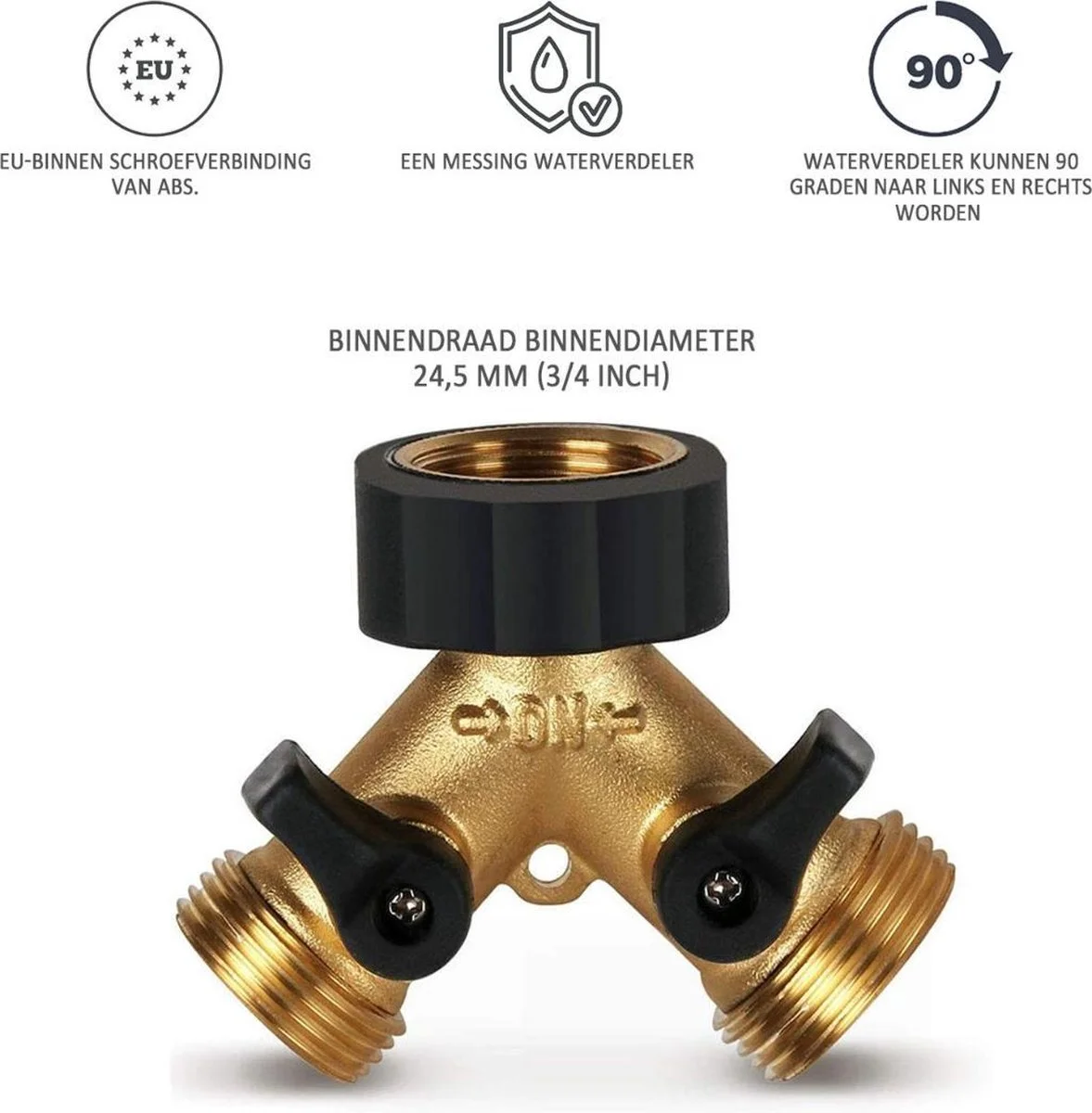 Kirano Y Stuk Kraan - Kraan Splitter - Waterverdeler - Buitenkraan - Waterverdeler 2 Weg – Messing - Afzonderlijk Af Te Sluiten 6 Kirano Y Stuk Kraan - Kraan Splitter - Waterverdeler - Buitenkraan - Waterverdeler 2 Weg – Messing - Afzonderlijk Af Te Sluiten - Afbeelding 6