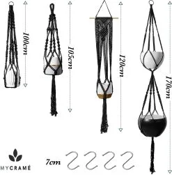 Mycramé 4 Stuks Luxe Macrame Plantenhangers - Boho Handgeweven Katoen Hangpot Voor Binnen/Buiten - Hangende Bloempot Met Kralen - Macramé Touw/Koord Hangplant Houder - Bohemian Wandhanger Decoratie - Plant Hanger - Verticale Tuin Bloempothouder Planthanger -Bloem Garden Verkoop 1181x1200 1