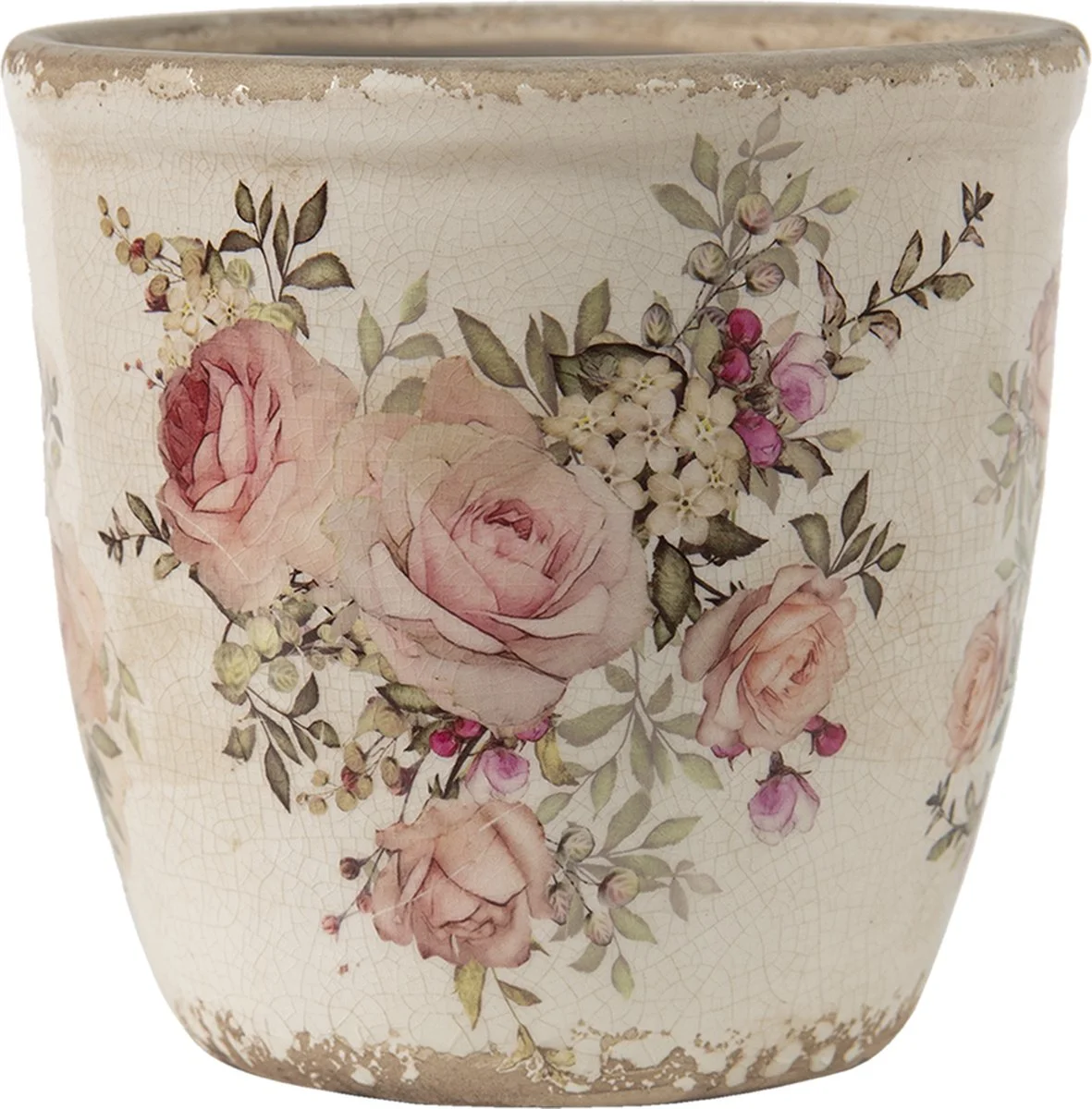 Clayre & Eef Bloempot Ø 11x10 Cm Roze Beige Keramiek Rond Bloemen Bloempot Binnen Plantenpot Plant Pot 1 Clayre & Eef Bloempot Ø 11x10 Cm Roze Beige Keramiek Rond Bloemen Bloempot Binnen Plantenpot Plant Pot