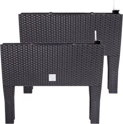 Prosperplast Kunststof Rato Plantenbak Op Poten Met Irrigatiesysteem Antraciet 80 X 33 X 62 Cm - 72 Liter - Balkonbakken/bloembakken -Bloem Garden Verkoop 1191x1200 7