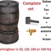 Exellent Regenton Met Voet, Houtlook, 120 Liter, Incl. Regenton Vulautomaat En Kraan