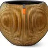 Capi Europe - Vaas Bol Groove XL - 63x51 - Goud - Bloempot Voor Binnen - Opening ⌀42 - GVGB271