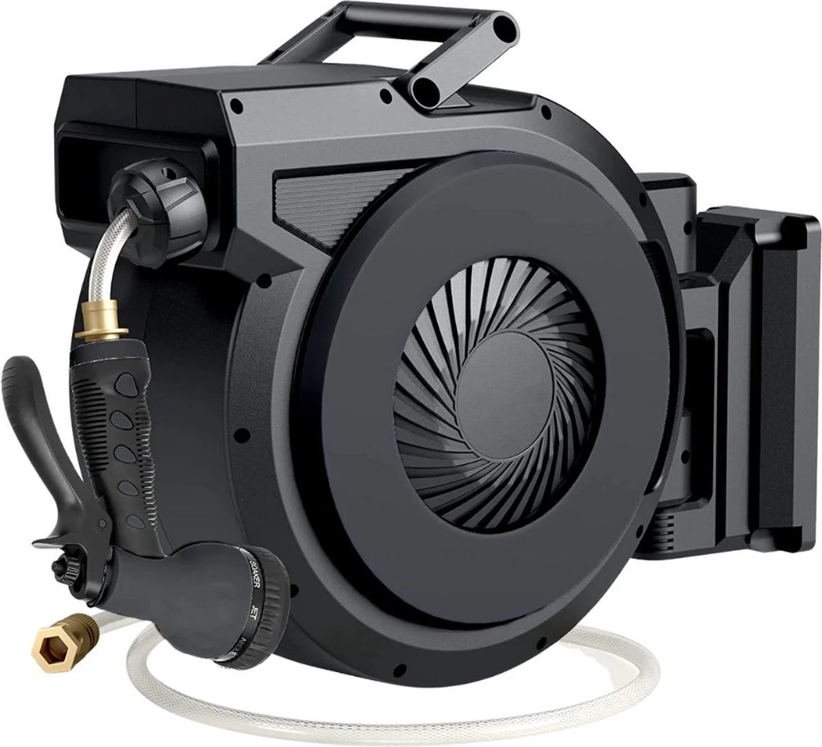 Buxibo - Wandslangenbox 20 Meter + 2 Meter - Tuinslang Met Haspel - 9 Sproei Standen - Slangenhouder 180° Draaibaar - Tuinslanghaspel Zwart+ Gratis Sproeier - Zwart 1 Buxibo - Wandslangenbox 20 Meter + 2 Meter - Tuinslang Met Haspel - 9 Sproei Standen - Slangenhouder 180° Draaibaar - Tuinslanghaspel Zwart+ Gratis Sproeier - Zwart