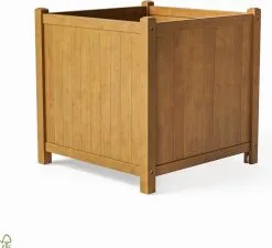 Houten Plantenbak Met Wieltjes 50x50 - Geolied Duurzaam FSC Acaciahout – Bloembak Buiten - Plantenbakken Buiten - Perfecthomeshop -Bloem Garden Verkoop 1200x1094