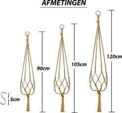 Mycramé 9 Stuks Jute Macrame Plantenhangers - Boho Handgeweven Katoen Hangpot Voor Binnen/Buiten - Hangende Bloempot Met Kralen - Macramé Touw/Koord Hangplant Houder - Bohemian Wandhanger Decoratie - Plant Hanger - Verticale Tuin Bloempothouder Planthanger -Bloem Garden Verkoop 1200x1106