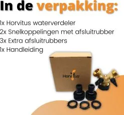 Horvitus® Horvitus Waterverdeler 2 Weg - Y Stuk Kraan Splitter - Voor Europese Kranen - Messing -Bloem Garden Verkoop 1200x1111 3