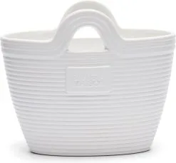 Riviera Maison Plantenbak Met Handvaten, Bloempot In Tas Vorm - RM Beach Bag Planter - Wit - Porselein