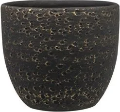 Ter Steege Plantenpot/Bloempot In Het Lava-look Zwart Dia 15 Cm En Hoogte 13 Cm - Voor Binnen