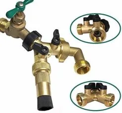 Libara Y Stuk Kraan Splitter – Aanvoer Y Stuk Voor Wasmachine - Waterverdeler - Buitenkraan - Waterverdeler 2 Weg – Messing - -Bloem Garden Verkoop 1200x1115 3