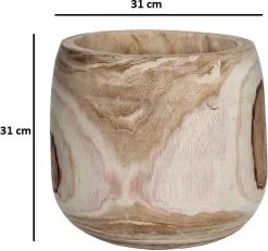 Mica Decorations Pia Bloempot - H31 X Ø31 Cm - Paulownia Hout - Lichtbruin -Bloem Garden Verkoop 1200x1124 1