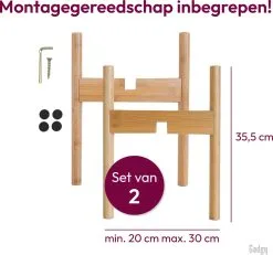 Gadgy Bamboe Plantenstandaard 2 St - Plantentafel - Plantentafeltje Voor Binnen - Plantenrek - Uitschuifbaar - Hout - Ø 20 Tot 30 Cm -Bloem Garden Verkoop 1200x1124