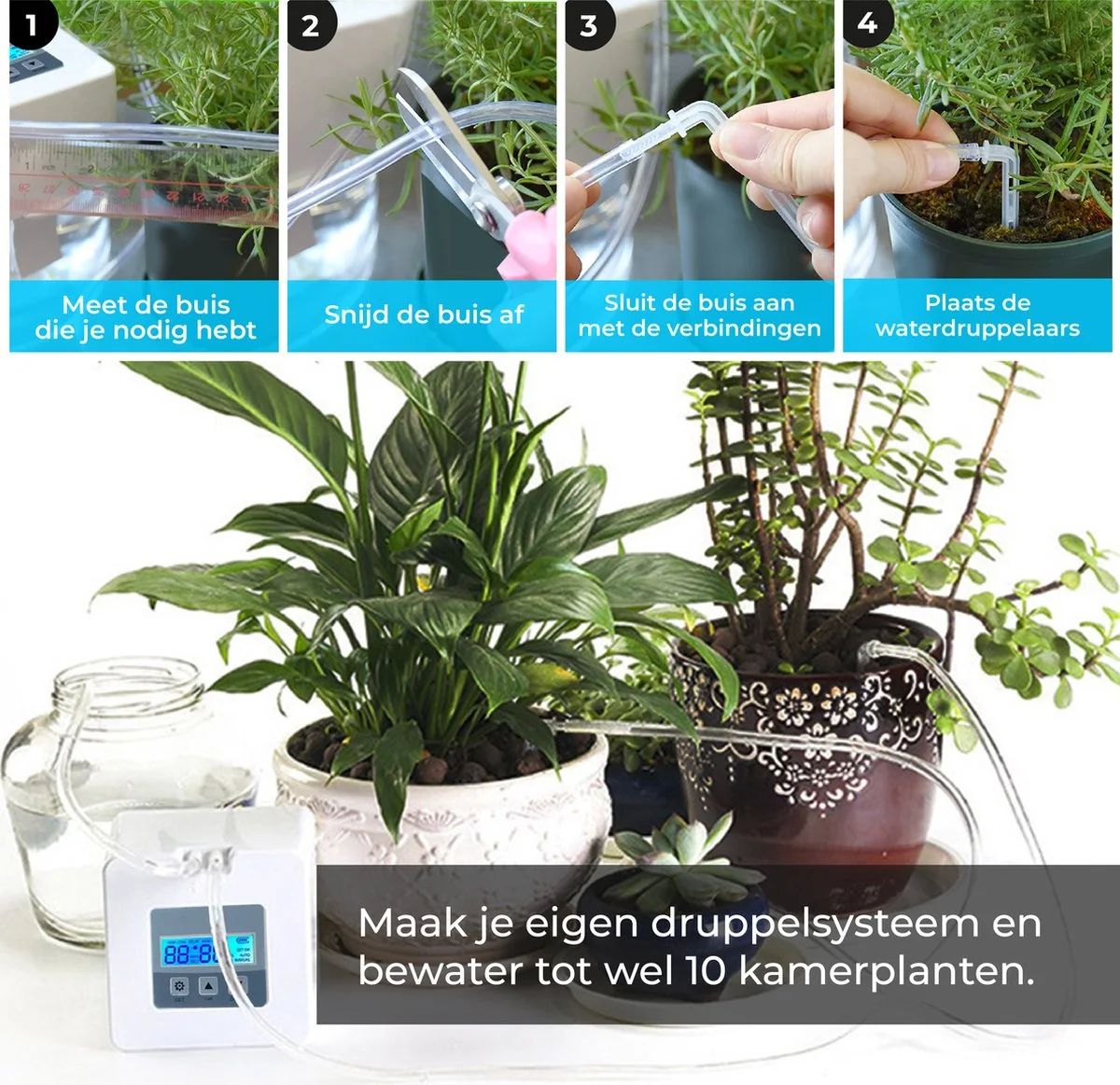 Home Goods Automatisch Bewateringssysteem Voor Kamerplanten Met Pomp – Waterdruppelaar – Watergeefsysteem– Planten Watergever 7 Home Goods Automatisch Bewateringssysteem Voor Kamerplanten Met Pomp – Waterdruppelaar – Watergeefsysteem– Planten Watergever - Afbeelding 7