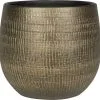Steege Plantenpot/bloempot In Een Strakke Modern Design Look Metal Goud Dia 22 Cm En Hoogte 20 Cm