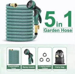 IBright Extra Sterke Uitrekbare Tuinslang - Flexibel - 15 Meter - Inclusief Opbergtas ,Sproeier ,Koppelstuk En Ophanghaak - Groen -Bloem Garden Verkoop 1200x1183 4