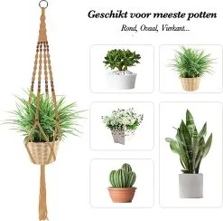 Mycramé 5 Stuks Jute Macrame Plantenhangers - Boho Handgeweven Katoen Hangpot Voor Binnen/Buiten - Hangende Bloempot Met Kralen - Macramé Touw/Koord Hangplant Houder - Bohemian Wandhanger Decoratie - Plant Hanger - Verticale Tuin Bloempothouder Planthanger -Bloem Garden Verkoop 1200x1184 1