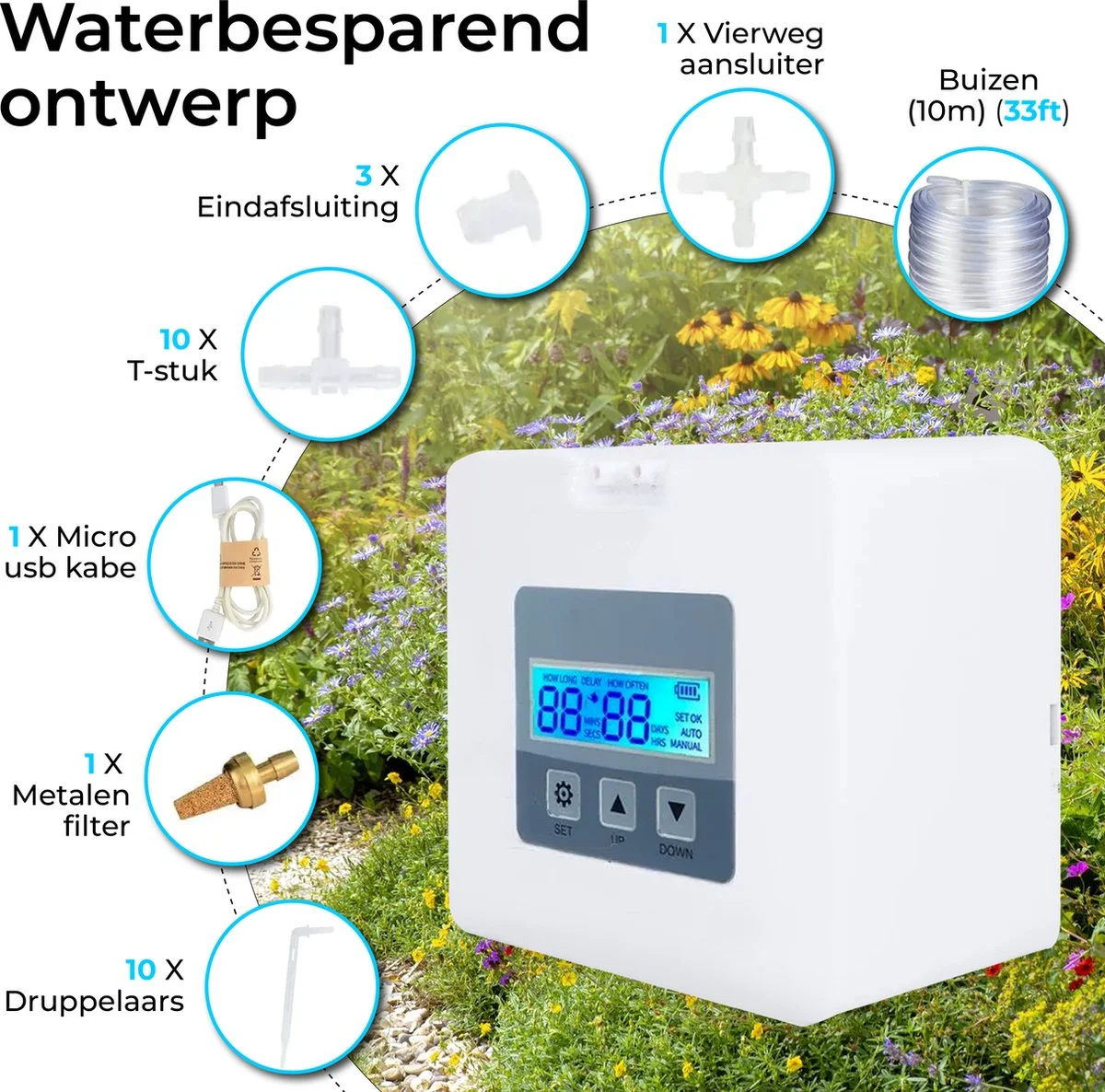 Home Goods Automatisch Bewateringssysteem Voor Kamerplanten Met Pomp – Waterdruppelaar – Watergeefsysteem– Planten Watergever 4 Home Goods Automatisch Bewateringssysteem Voor Kamerplanten Met Pomp – Waterdruppelaar – Watergeefsysteem– Planten Watergever - Afbeelding 4
