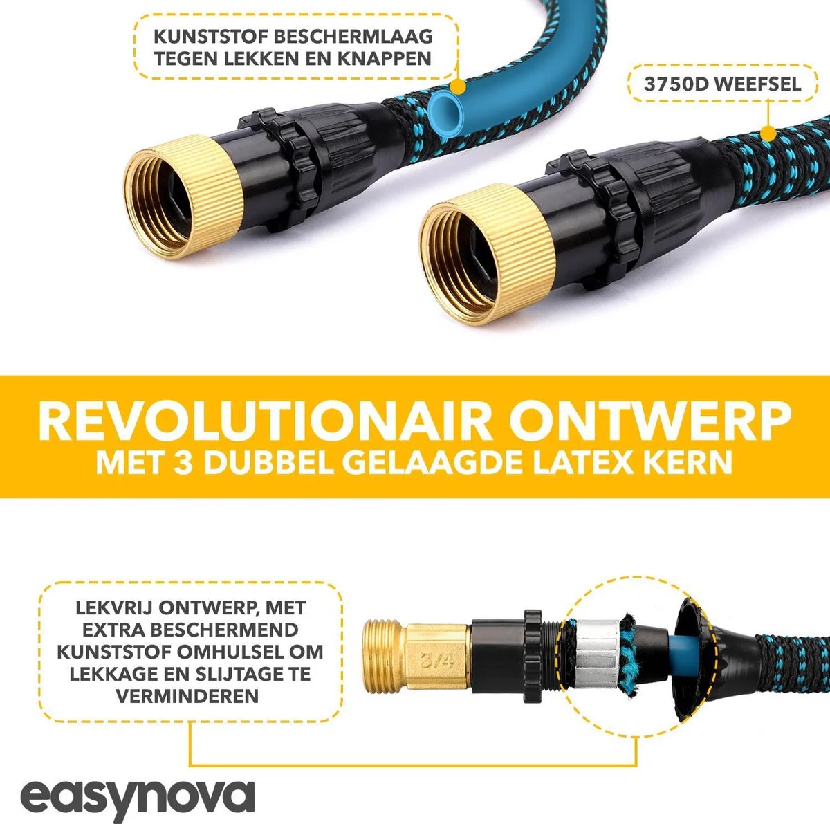 EasyNova Complete Set Tuinslang Van 30 Meter Met Flexibel Ontwerp – Sproeikop Met 9 Standen – Licht In Gewicht & Makkelijk Opbergen – Uitrekbare Slang - 6 EasyNova Complete Set Tuinslang Van 30 Meter Met Flexibel Ontwerp – Sproeikop Met 9 Standen – Licht In Gewicht & Makkelijk Opbergen – Uitrekbare Slang - - Afbeelding 6