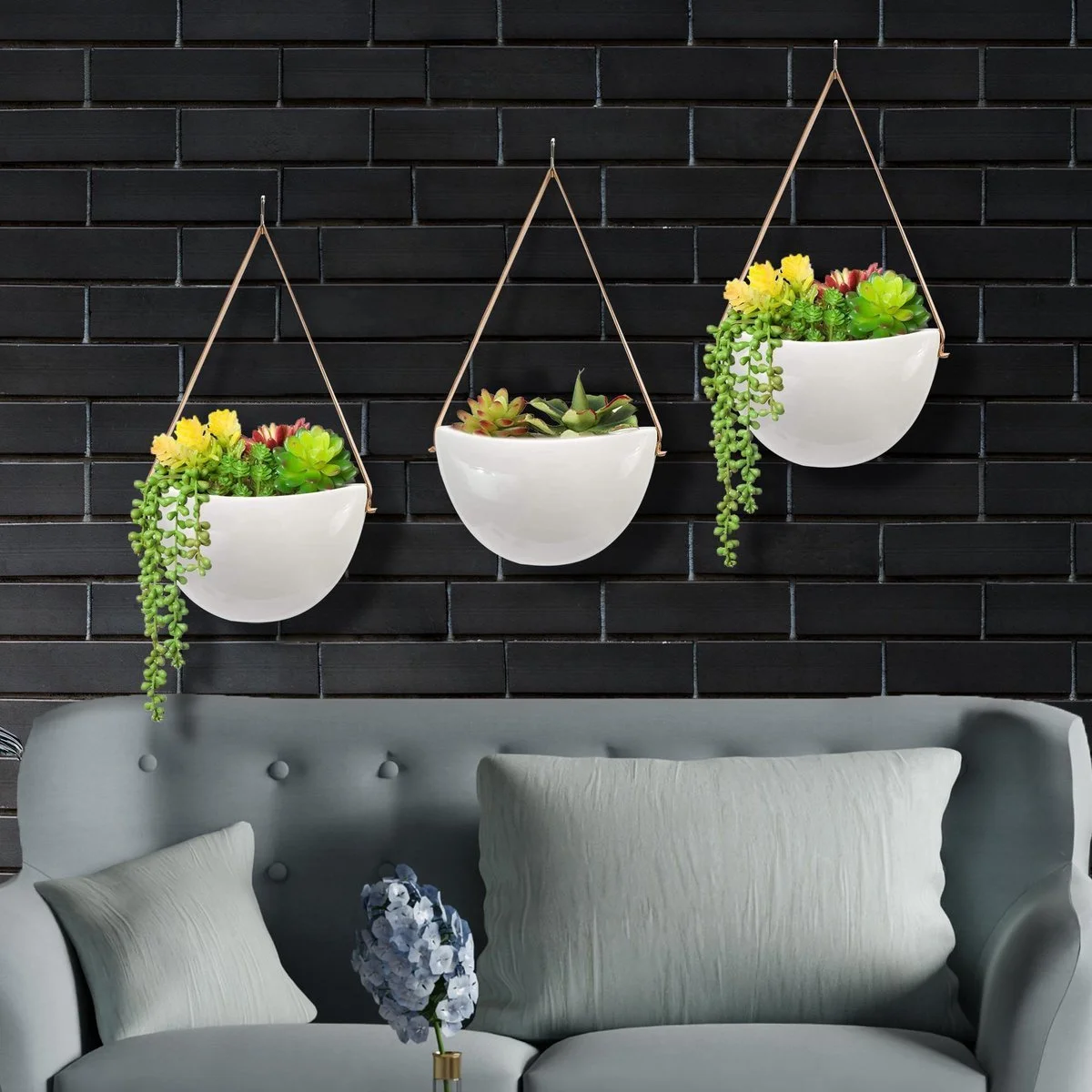 Lido Plantenhanger Keramiek – Set Van 3 – Wit Steen- Hangpot – Hangende Bloempot Plantenpot - 3 Verschillende Koorden - 18 X 11 X 7 Cm 5 Lido Plantenhanger Keramiek – Set Van 3 – Wit Steen- Hangpot – Hangende Bloempot Plantenpot - 3 Verschillende Koorden - 18 X 11 X 7 Cm - Afbeelding 5