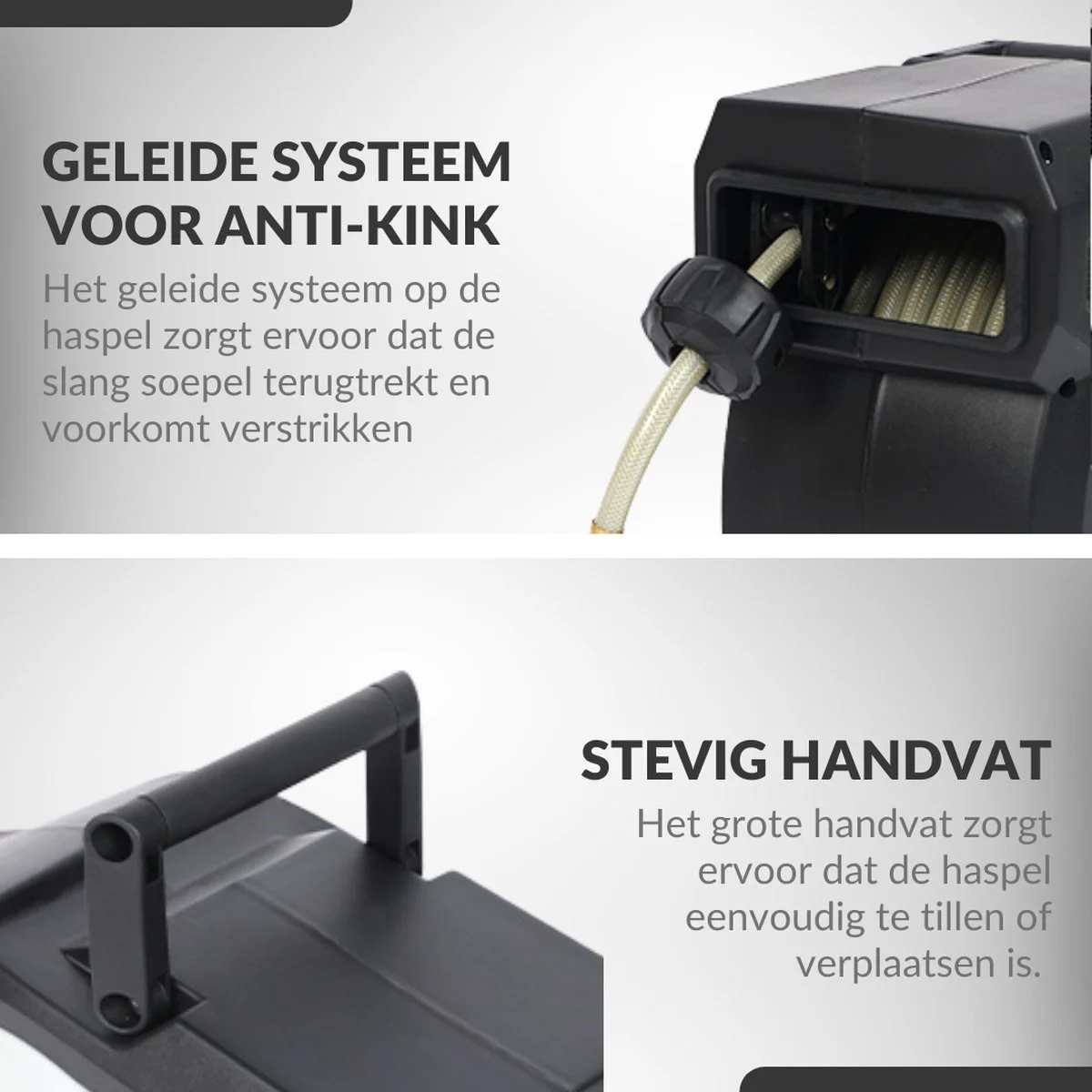 Buxibo - Wandslangenbox 20 Meter + 2 Meter - Tuinslang Met Haspel - 9 Sproei Standen - Slangenhouder 180° Draaibaar - Tuinslanghaspel Zwart+ Gratis Sproeier - Zwart 7 Buxibo - Wandslangenbox 20 Meter + 2 Meter - Tuinslang Met Haspel - 9 Sproei Standen - Slangenhouder 180° Draaibaar - Tuinslanghaspel Zwart+ Gratis Sproeier - Zwart - Afbeelding 7