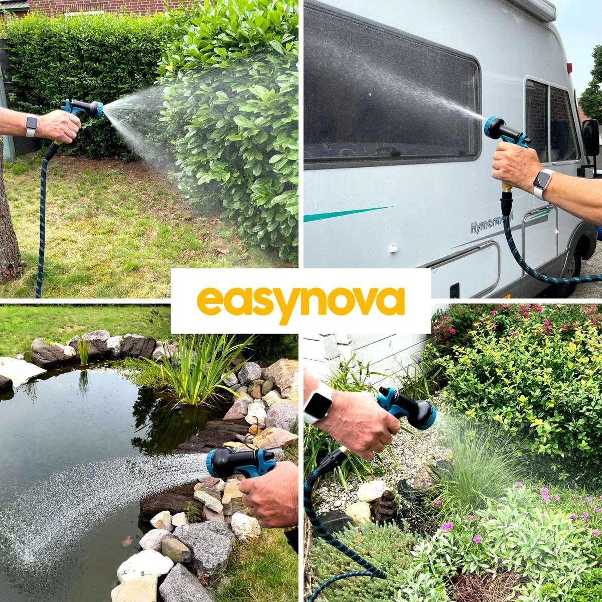 EasyNova Complete Set Tuinslang Van 30 Meter Met Flexibel Ontwerp – Sproeikop Met 9 Standen – Licht In Gewicht & Makkelijk Opbergen – Uitrekbare Slang - 7 EasyNova Complete Set Tuinslang Van 30 Meter Met Flexibel Ontwerp – Sproeikop Met 9 Standen – Licht In Gewicht & Makkelijk Opbergen – Uitrekbare Slang - - Afbeelding 7
