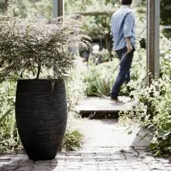 Capi Europe - Vaas Elegant Deluxe Rib NL - 40x60 - Zwart - Voor Binnen En Buiten - KBLR1131 -Bloem Garden Verkoop 1200x1200 190