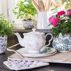 Clayre & Eef Bloempot Ø 21x17 Cm Beige Groen Keramiek Rond Bloemen Bloempot Binnen Plantenpot Plant Pot -Bloem Garden Verkoop 1200x1200 202