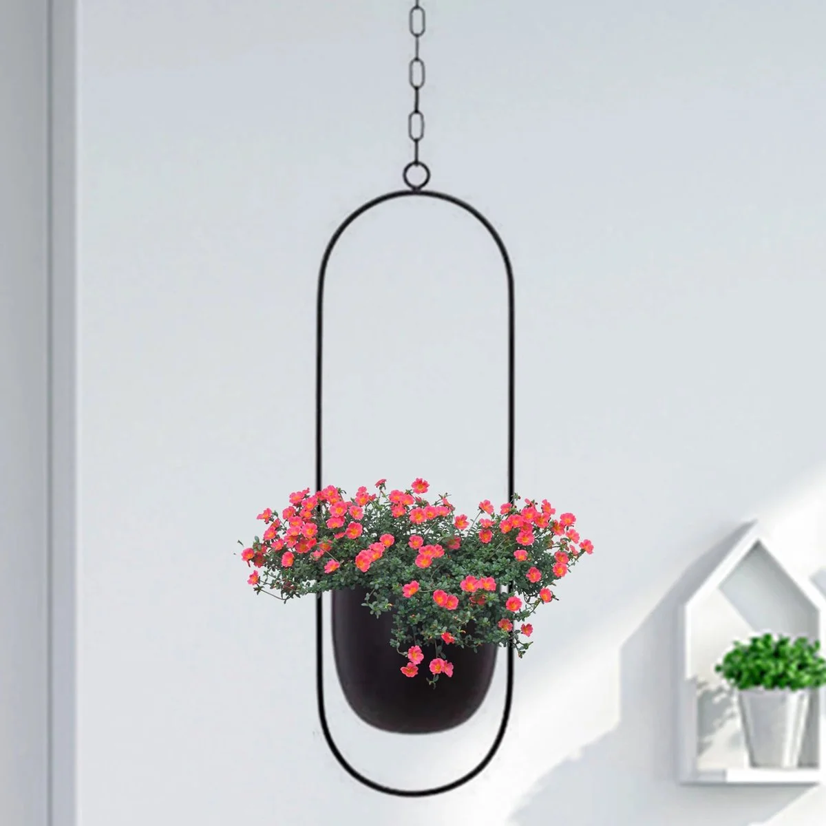 Be Inspired Be-Inspired® Hangende Bloempot Ovaal - Bloempot Binnen - Voor Hangplant – Plant Bloem Pot Met Opknoping – Plantenhanger - Plantenbak - Industrieel – Scandinavisch - Metaal - Zwart 2 Be Inspired Be-Inspired® Hangende Bloempot Ovaal - Bloempot Binnen - Voor Hangplant – Plant Bloem Pot Met Opknoping – Plantenhanger - Plantenbak - Industrieel – Scandinavisch - Metaal - Zwart - Afbeelding 2