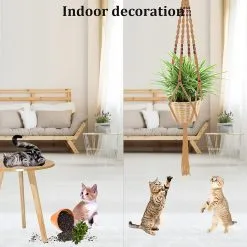 Mycramé 4 Stuks Luxe Jute Plantenhangers - Boho Handgeweven Katoen Hangpot Voor Binnen/Buiten - Hangende Bloempot Met Kralen - Macramé Touw/Koord Hangplant Houder - Bohemian Wandhanger Decoratie - Plant Hanger - Verticale Tuin Bloempothouder Planthanger -Bloem Garden Verkoop 1200x1200 243