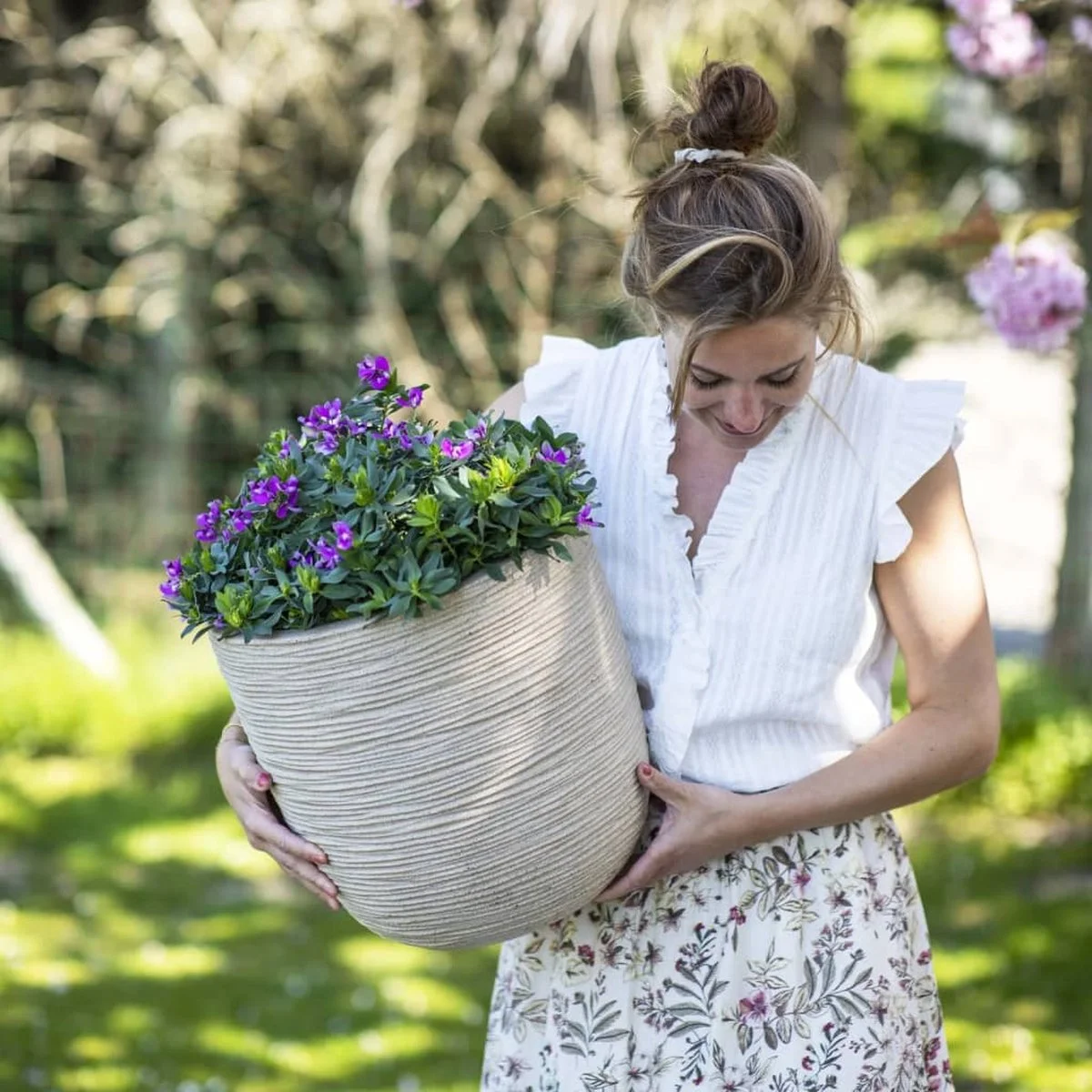 Capi Europe - Bloempot Bol Waste Rib NL - 43x41 - Terrazzo Beige - Voor Binnen En Buiten - KTBR933 6 Capi Europe - Bloempot Bol Waste Rib NL - 43x41 - Terrazzo Beige - Voor Binnen En Buiten - KTBR933 - Afbeelding 6