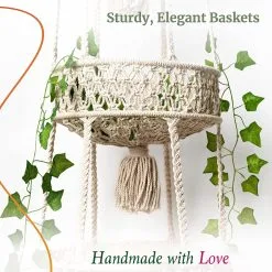 Mycramé Macramé 3-Laags Hangende Fruitmand - Bohemian Mand Plantenhanger - Handgemaakt Katoen Touw Fruitschaal Hangmand - Boho Ophangbaar Etagere - Decoratieve Fruit Schaal/Basket - Opbergmand Organizer - Keuken/Balkon Decoratie - Hangpot Voor Binnen/Buiten -Bloem Garden Verkoop 1200x1200 339