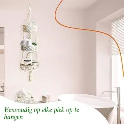 Mycramé Macramé 3-Laags Hangende Fruitmand - Bohemian Mand Plantenhanger - Handgemaakt Katoen Touw Fruitschaal Hangmand - Boho Ophangbaar Etagere - Decoratieve Fruit Schaal/Basket - Opbergmand Organizer - Keuken/Balkon Decoratie - Hangpot Voor Binnen/Buiten -Bloem Garden Verkoop 1200x1200 340