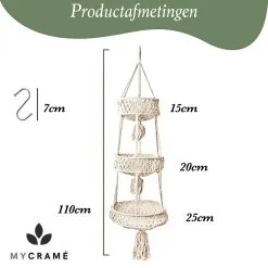 Mycramé Macramé 3-Laags Hangende Fruitmand - Bohemian Mand Plantenhanger - Handgemaakt Katoen Touw Fruitschaal Hangmand - Boho Ophangbaar Etagere - Decoratieve Fruit Schaal/Basket - Opbergmand Organizer - Keuken/Balkon Decoratie - Hangpot Voor Binnen/Buiten -Bloem Garden Verkoop 1200x1200 341