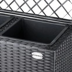 Casaria Polyrattan Plantenbak - Met Klimoprek - 3 Bakken Zwart -Bloem Garden Verkoop 1200x1200 365
