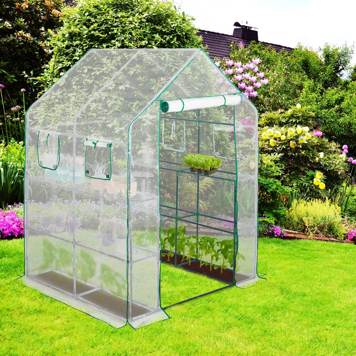 Relaxdays Tuinkas - 2 M² - Kweekkas Tuin - Grote Foliekas - 4 Ramen - Plantenkas Tomaten 10 Relaxdays Tuinkas - 2 M² - Kweekkas Tuin - Grote Foliekas - 4 Ramen - Plantenkas Tomaten - Afbeelding 10